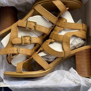 White Mountain block heels dress sandals